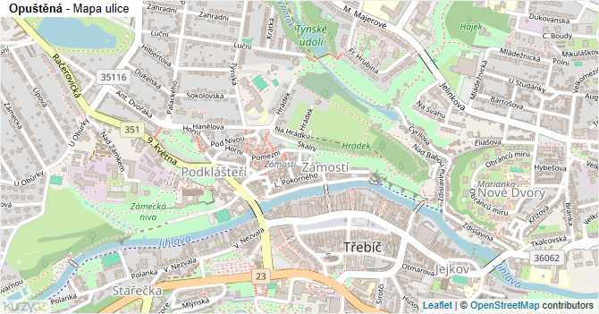 Opuštěná - mapa ulice