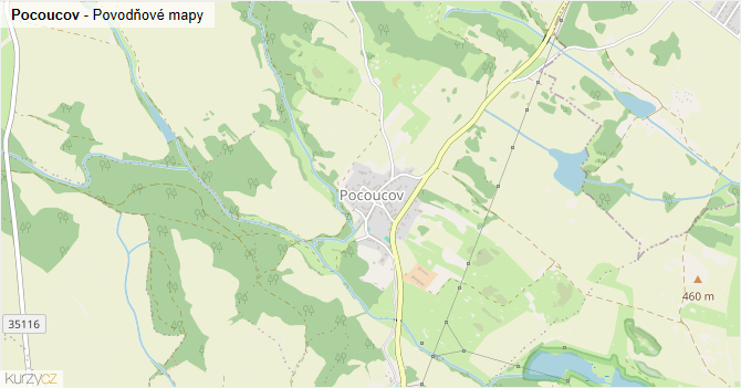 Pocoucov - záplavové mapy stoleté vody