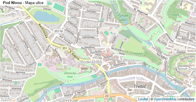 Pod Nivou - mapa ulice