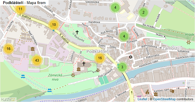 Podklášteří - mapa firem