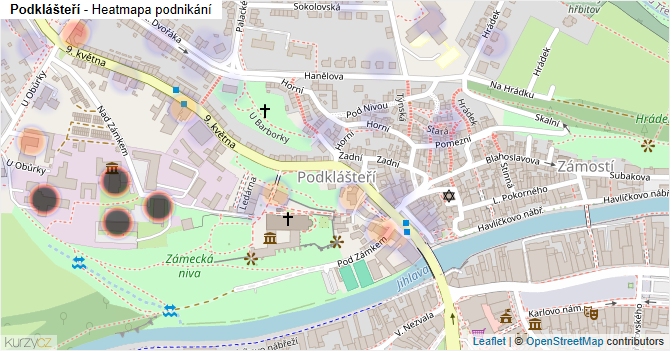 Podklášteří - mapa podnikání