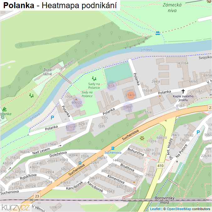 Mapa Polanka - Firmy v ulici.