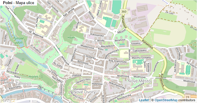 Polní - mapa ulice