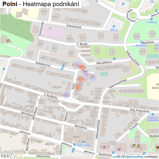 Mapa Polní - Firmy v ulici.