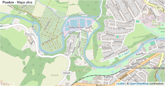 Poušov - mapa ulice