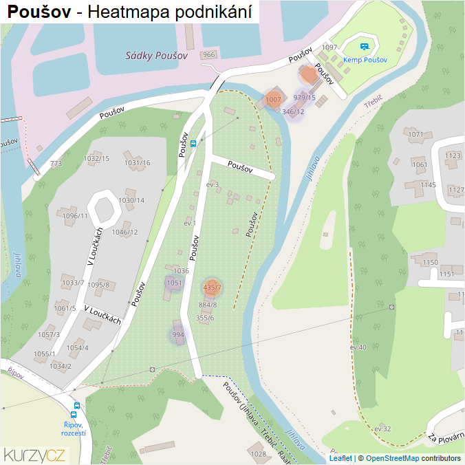Mapa Poušov - Firmy v ulici.