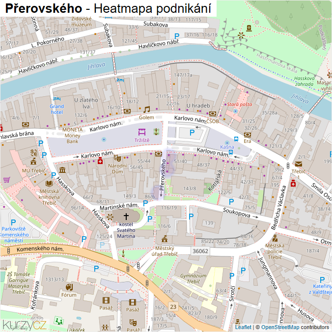 Mapa Přerovského - Firmy v ulici.