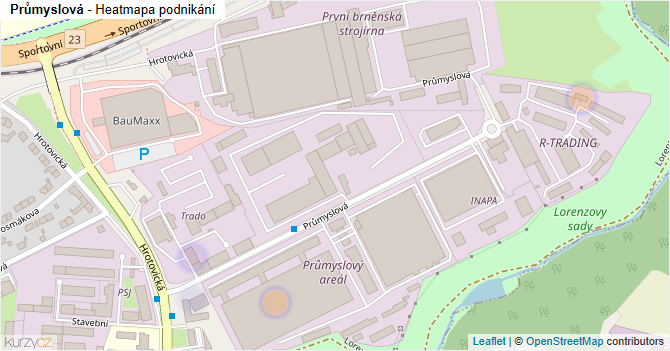 Průmyslová - mapa podnikání
