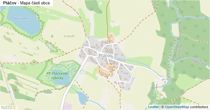 Ptáčov - mapa části obce