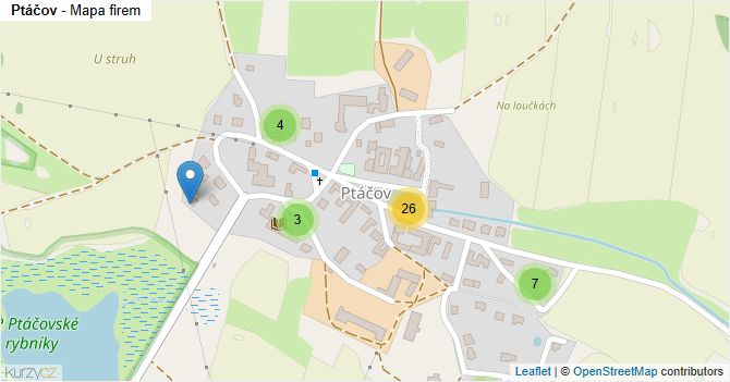 Ptáčov - mapa firem