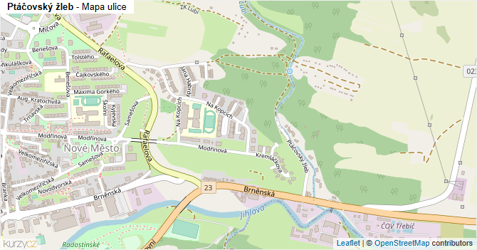 Ptáčovský žleb - mapa ulice