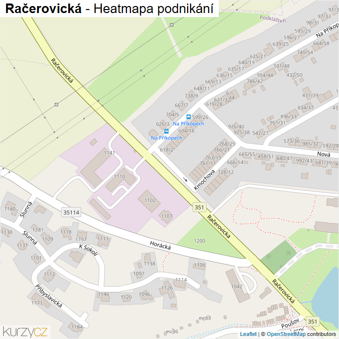 Mapa Račerovická - Firmy v ulici.