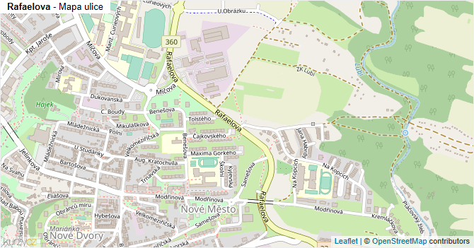 Rafaelova - mapa ulice