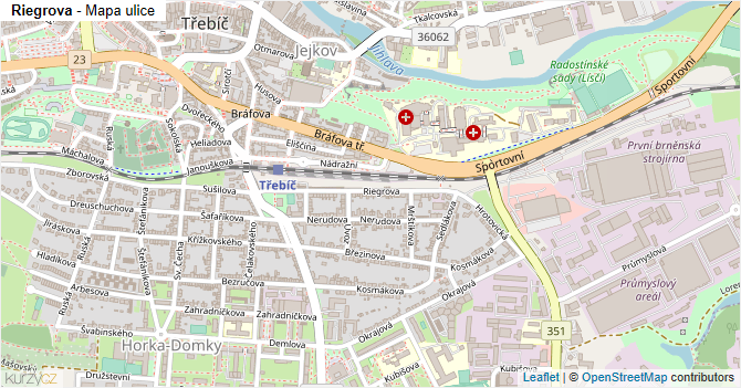 Riegrova - mapa ulice
