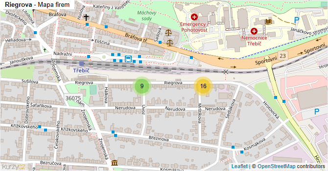 Riegrova - mapa firem