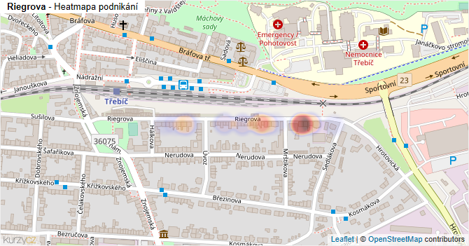 Riegrova - mapa podnikání