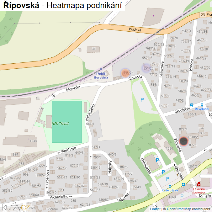 Mapa Řípovská - Firmy v ulici.