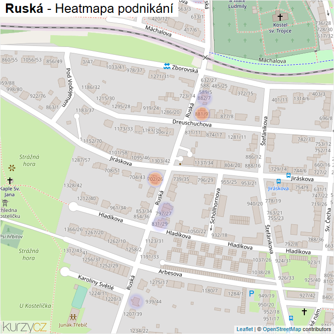 Mapa Ruská - Firmy v ulici.