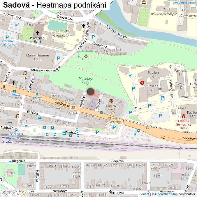 Mapa Sadová - Firmy v ulici.