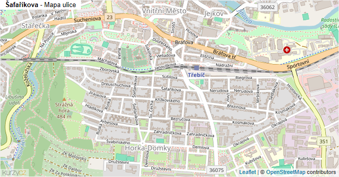 Šafaříkova - mapa ulice