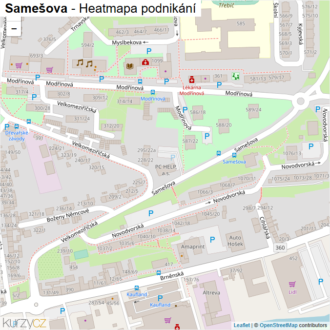 Mapa Samešova - Firmy v ulici.
