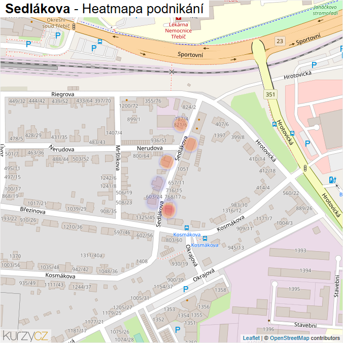 Mapa Sedlákova - Firmy v ulici.