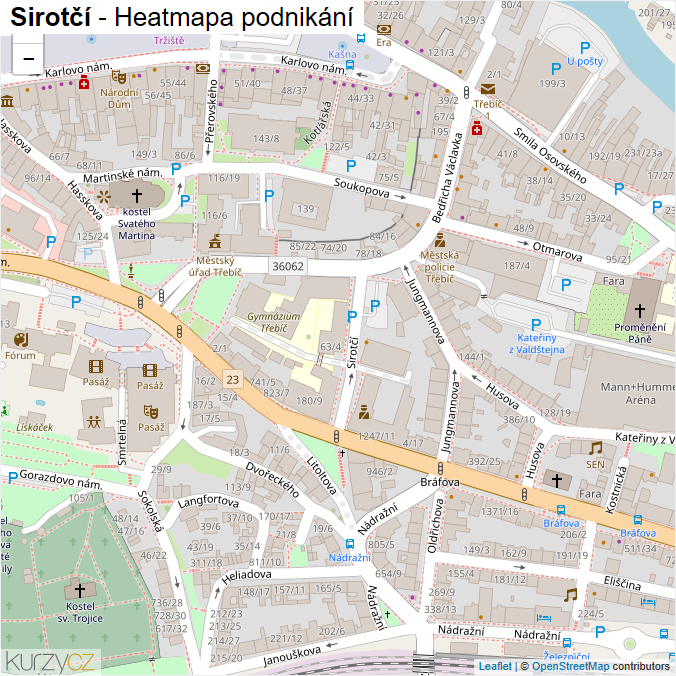 Mapa Sirotčí - Firmy v ulici.