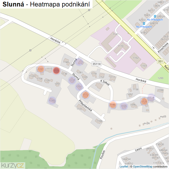 Mapa Slunná - Firmy v ulici.