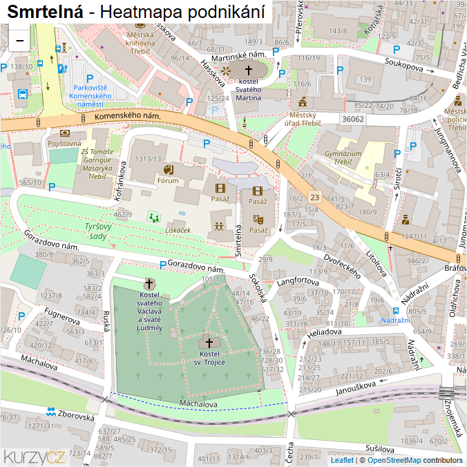 Mapa Smrtelná - Firmy v ulici.