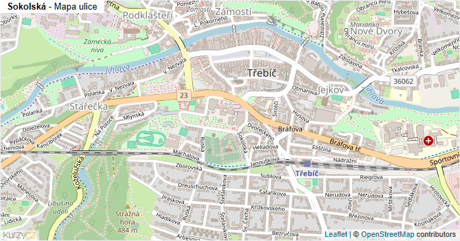 Sokolská - mapa ulice