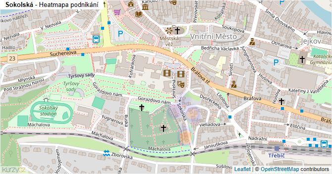 Sokolská - mapa podnikání