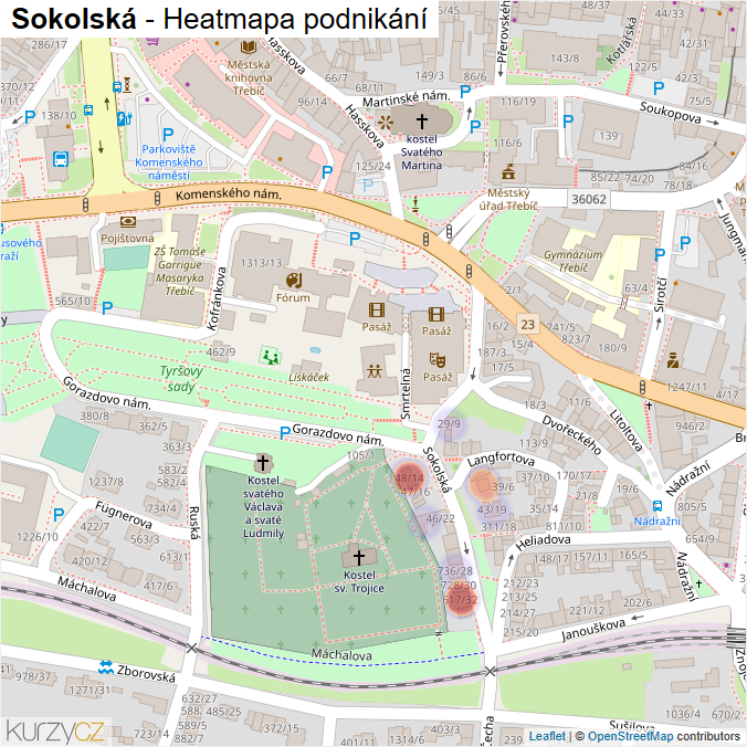 Mapa Sokolská - Firmy v ulici.