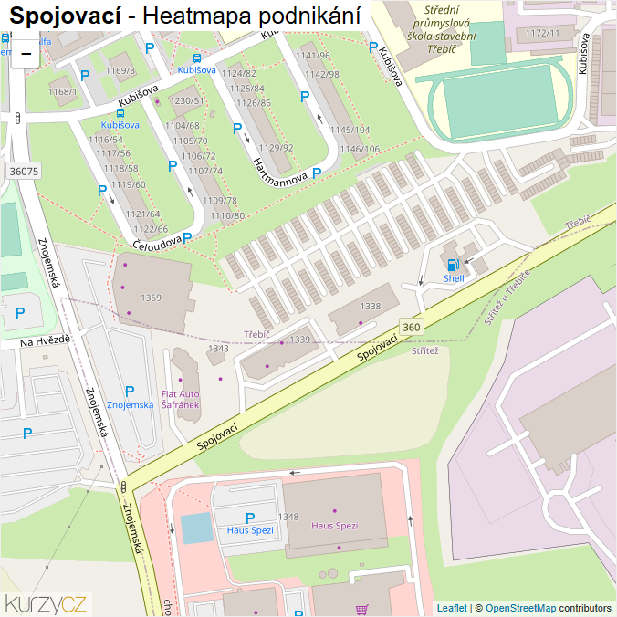 Mapa Spojovací - Firmy v ulici.