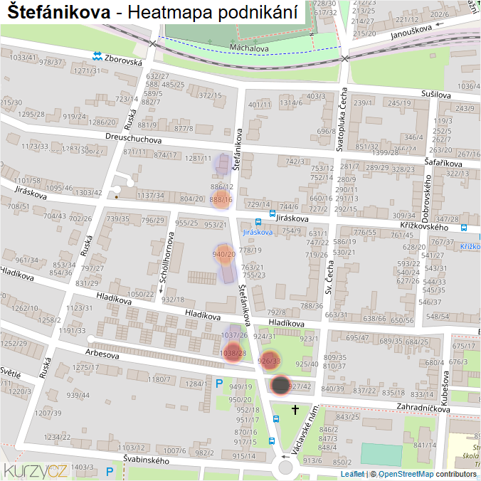 Mapa Štefánikova - Firmy v ulici.