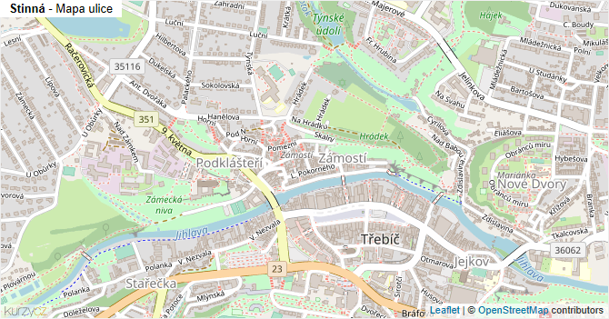 Stinná - mapa ulice