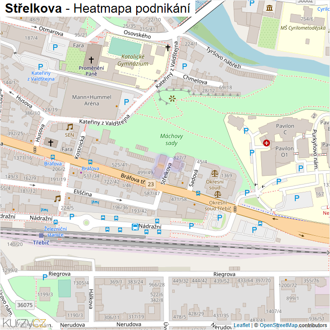 Mapa Střelkova - Firmy v ulici.