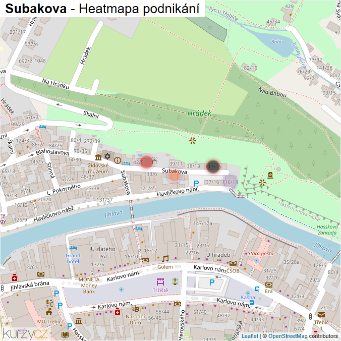 Mapa Subakova - Firmy v ulici.