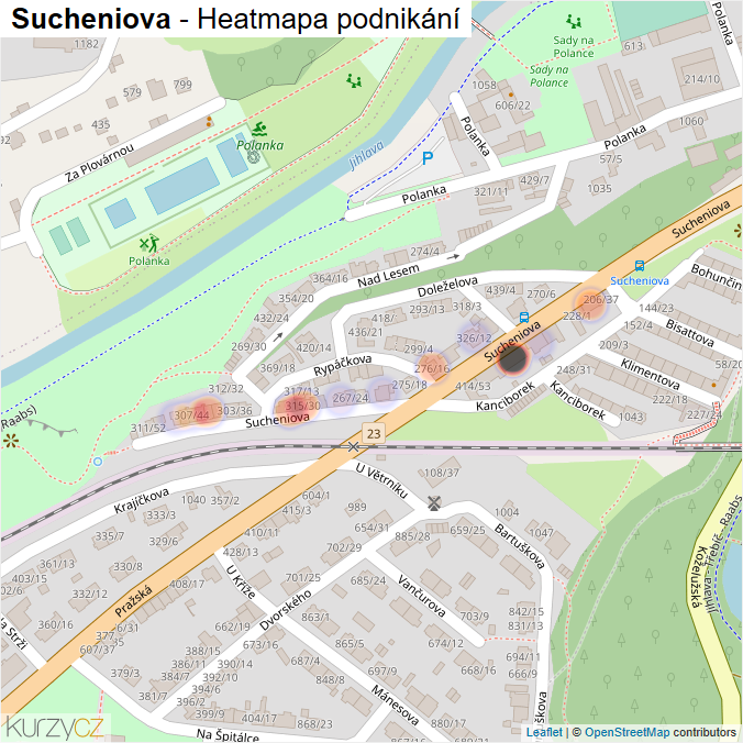 Mapa Sucheniova - Firmy v ulici.