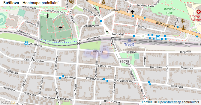 Sušilova - mapa podnikání
