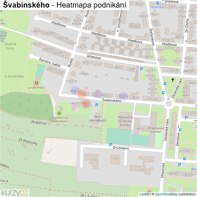 Mapa Švabinského - Firmy v ulici.