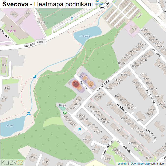 Mapa Švecova - Firmy v ulici.