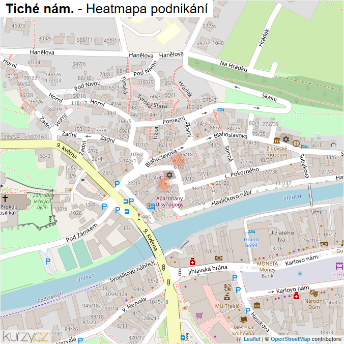 Mapa Tiché nám. - Firmy v ulici.