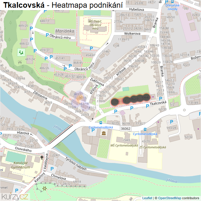 Mapa Tkalcovská - Firmy v ulici.
