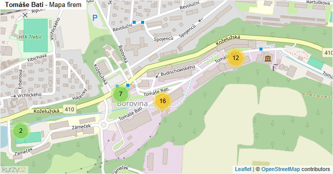 Tomáše Bati - mapa firem