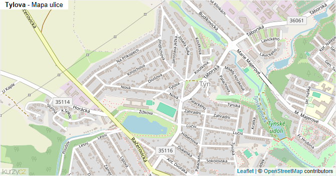 Tylova - mapa ulice