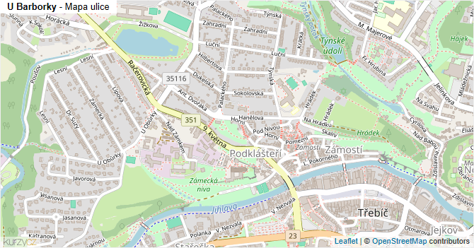 U Barborky - mapa ulice