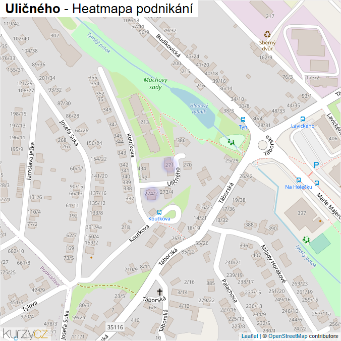 Mapa Uličného - Firmy v ulici.