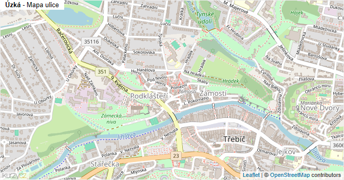 Úzká - mapa ulice