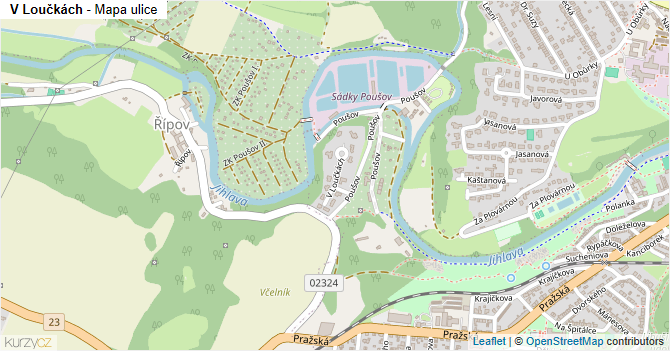 V Loučkách - mapa ulice