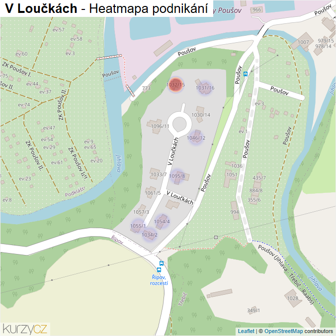 Mapa V Loučkách - Firmy v ulici.